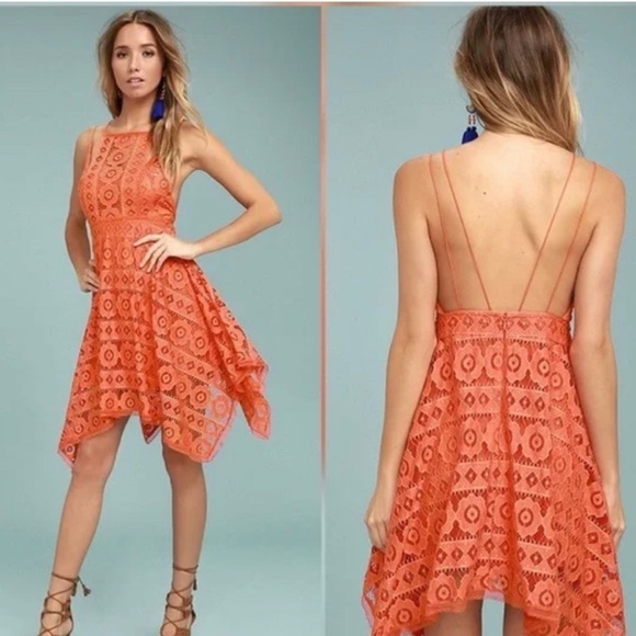 Free People Dresses & Skirts - Free People Just Like Honey Lace Dress Papaya NWT